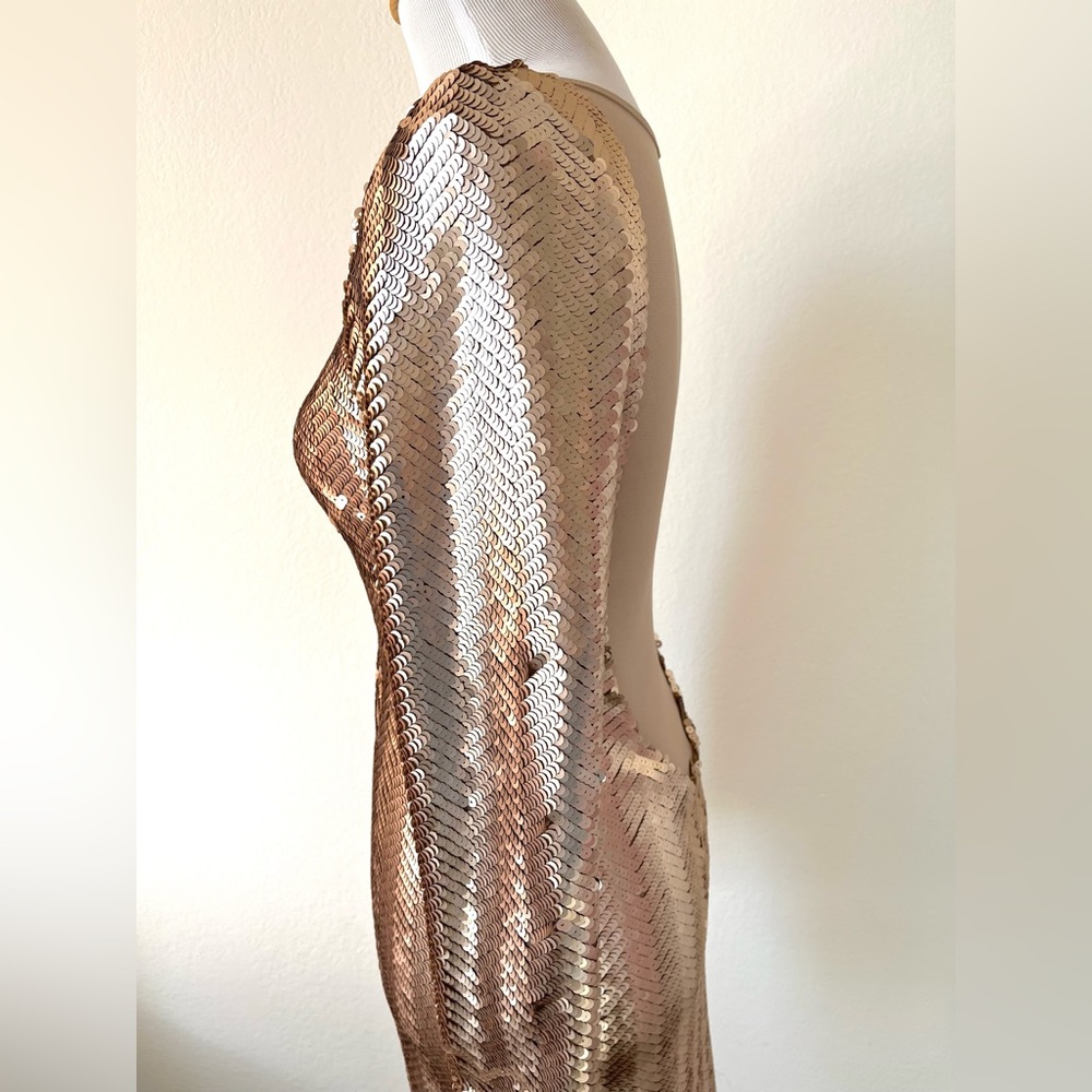 Muted Gold Sequin Bodycon Dress - Picture 5 of 8